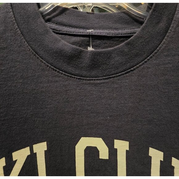 Ski Club Graphic Mens T-Shirt Charcoal Gray Lakeside Lifestyle Cotton Crewneck, - Picture 3 of 5